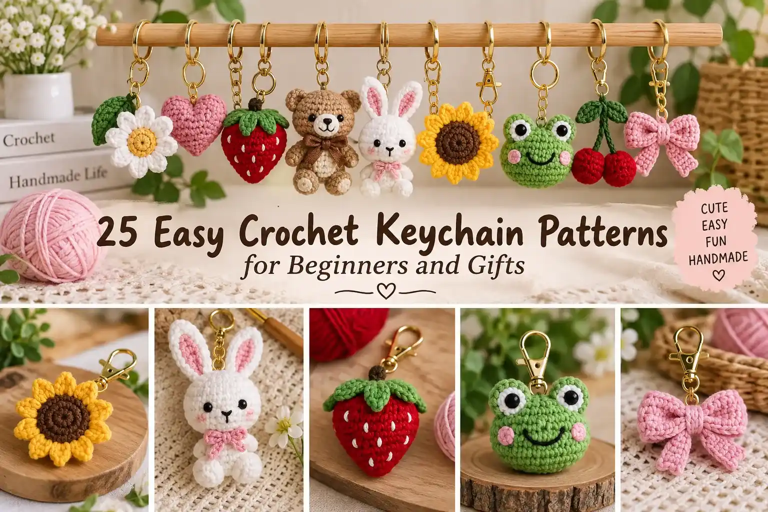 25 easy crochet keychain patterns for beginners and handmade gifts