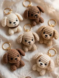 Crochet dog keychain
